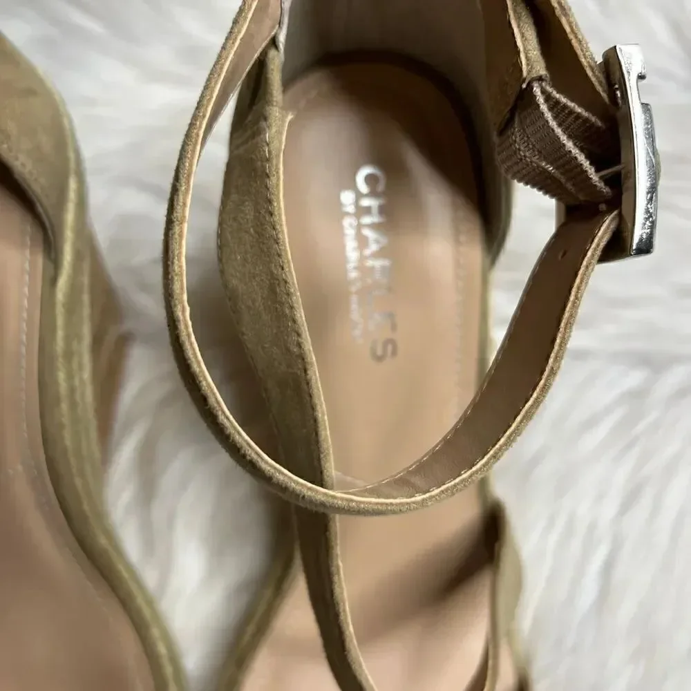 Charles By Charles David Becki Cork Platform Wedges Taupe Size 10M